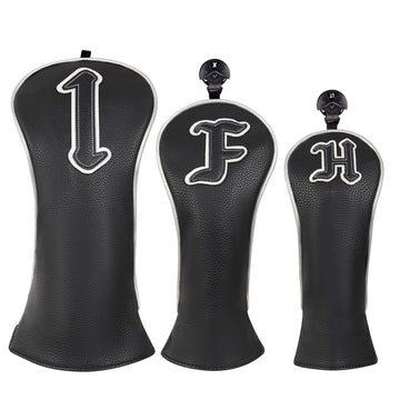 Black Silver Piping Driver Head Cover Set